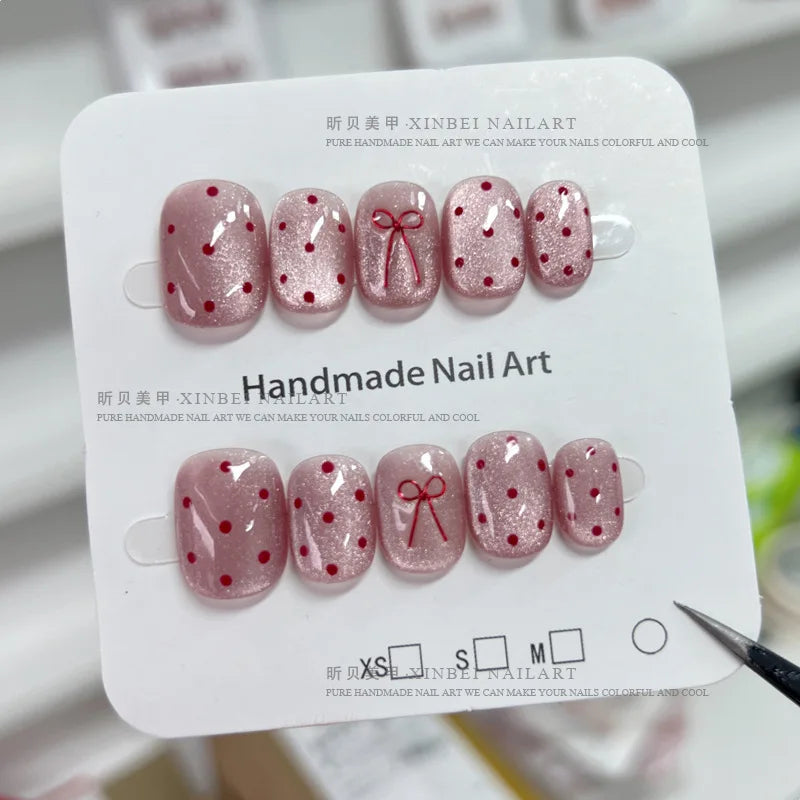 Uñas Press On Cortas Diseño Ombre y Glitter | Set de Uñas Postizas Handmade
