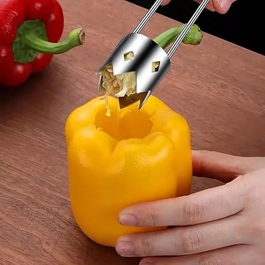 Extractor de Corazones de Acero Inoxidable - Removedor de Semillas Portátil