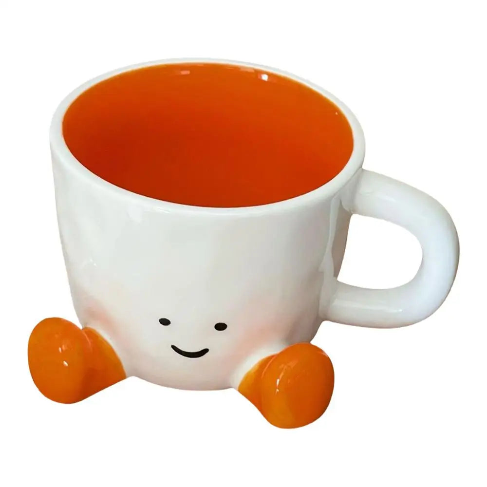 Taza de Cerámica con Pies y Carita Sonriente - Mug Adorable 400ml