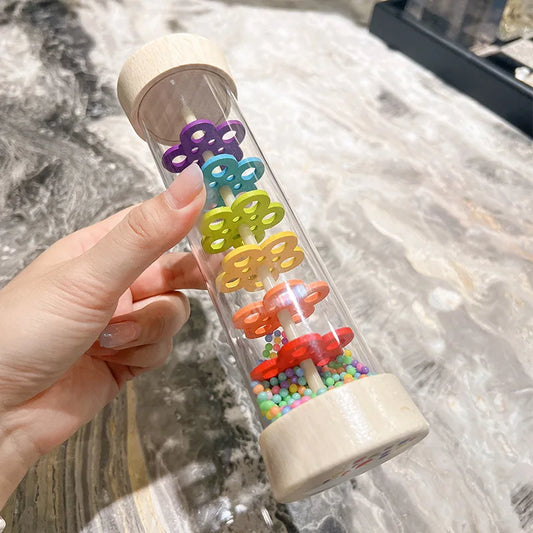 Juguete Sensorial Sonido de Lluvia para Bebés | Rainmaker de Madera Montessori
