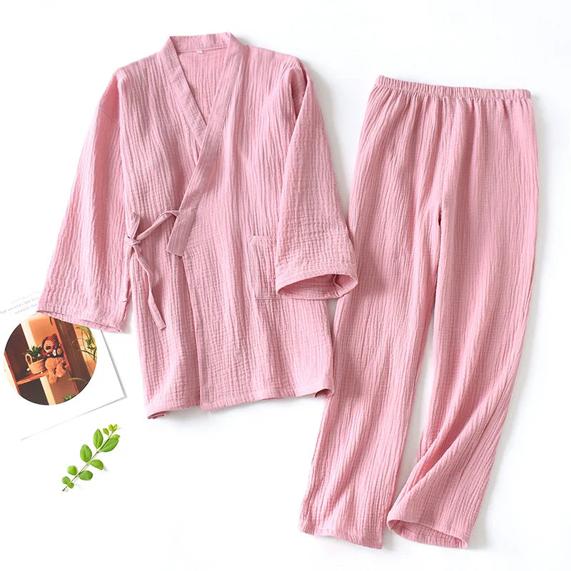 Conjunto Tipo Kimono para Mujer – Pijama Ligera de Dos Piezas
