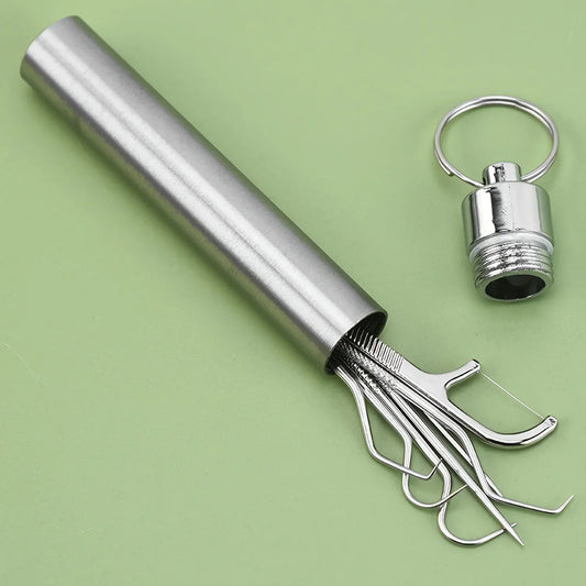 Set de Palillos de Acero Inoxidable 9 Piezas - Kit de Limpieza Dental