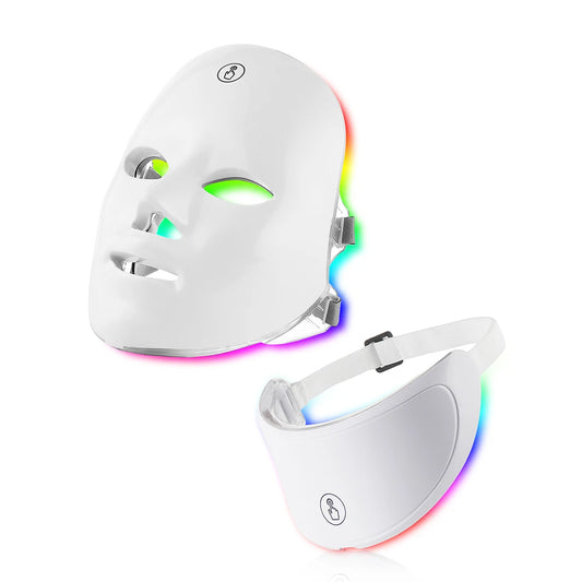 Máscara Facial LED 7 Colores con Terapia de Luz | Rejuvenecimiento y Cuidado de la Piel en Casa, Dispositivo de Rejuvenecimiento para Rostro y Cuello