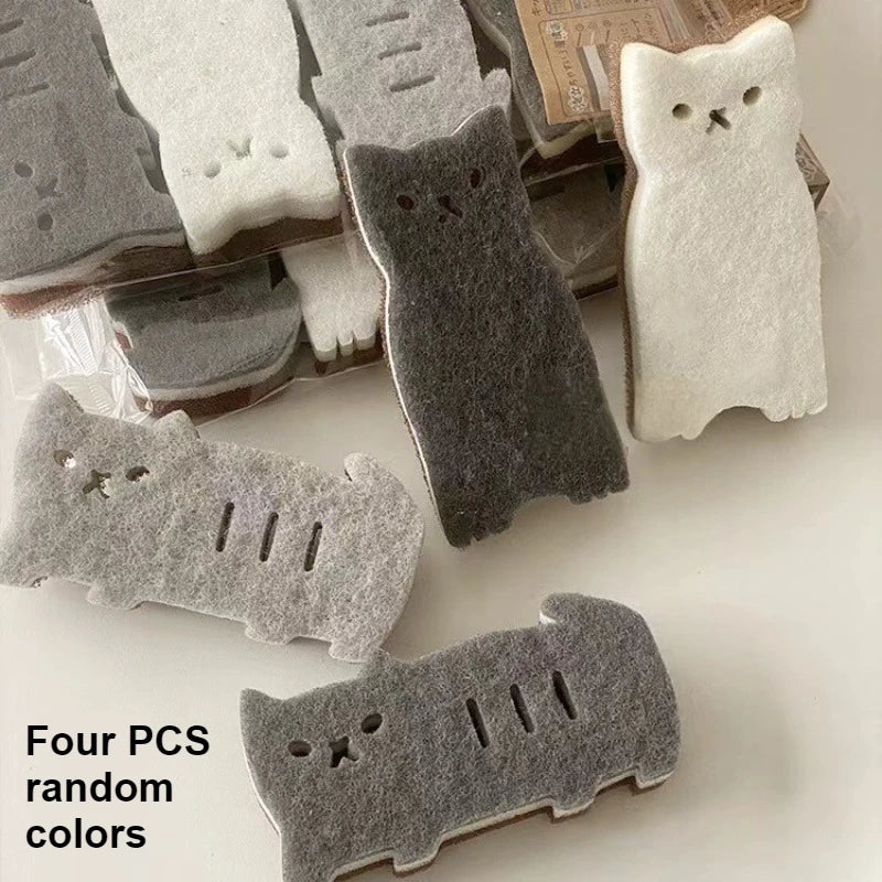 Esponjas de Cocina con Forma de Gato | Set de 4 Esponjas para Lavar Platos