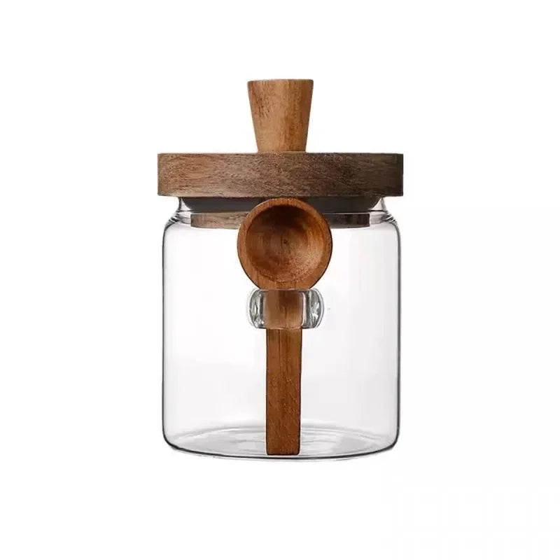 Airtight Glass Jar with Wooden Spoon