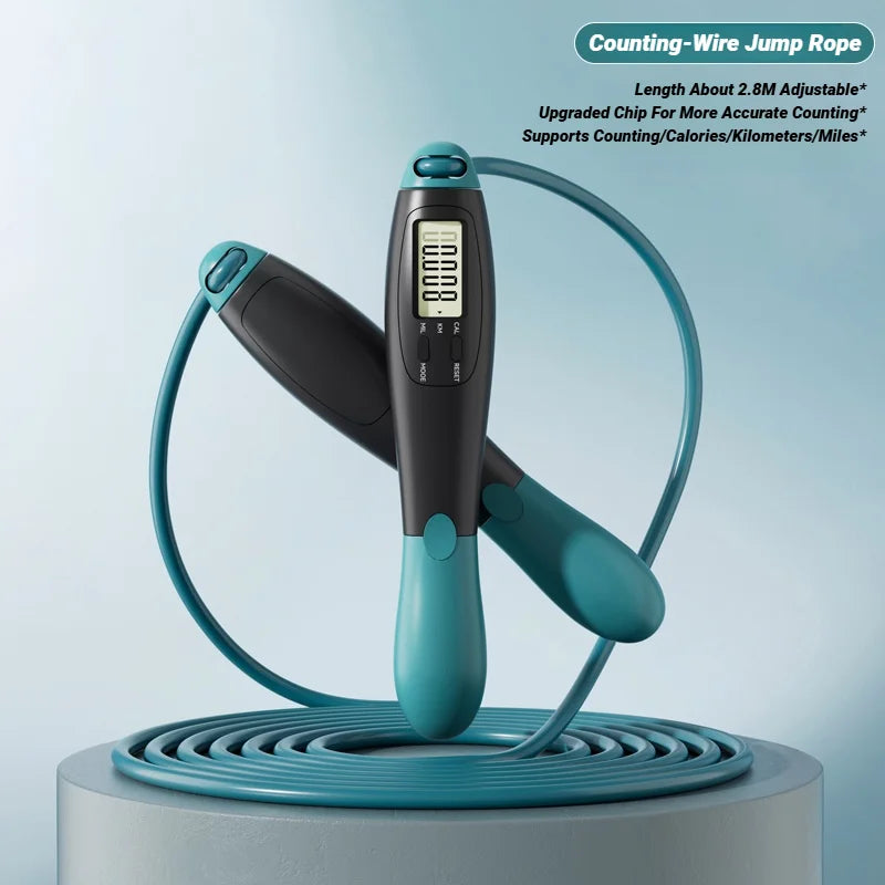 Jump Rope con Contador de Calorías – Cable de Acero Ajustable, Entrenamiento en Casa