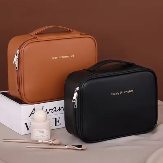 Organizador de Maquillaje Portátil de Doble Capa – Estuche de Viaje