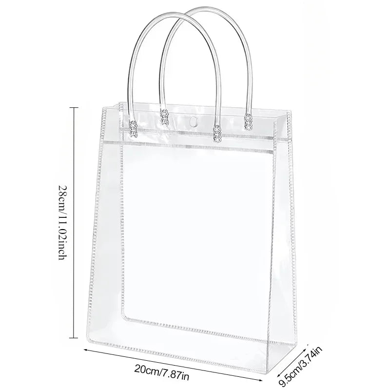 Bolsa de Regalo Transparente con Asa Reutilizable – PVC para Fiesta y Recuerdos