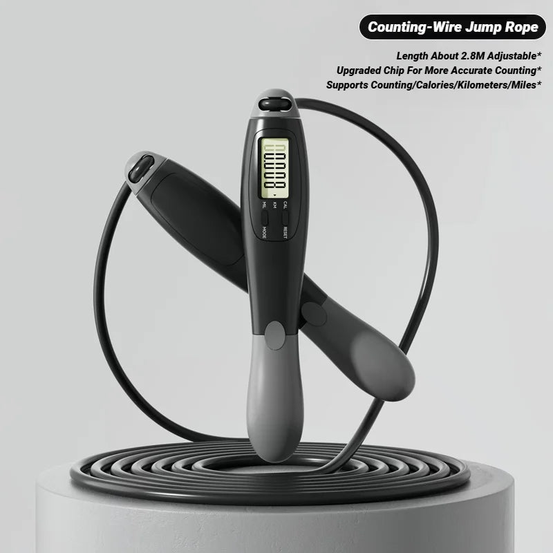 Jump Rope con Contador de Calorías – Cable de Acero Ajustable, Entrenamiento en Casa
