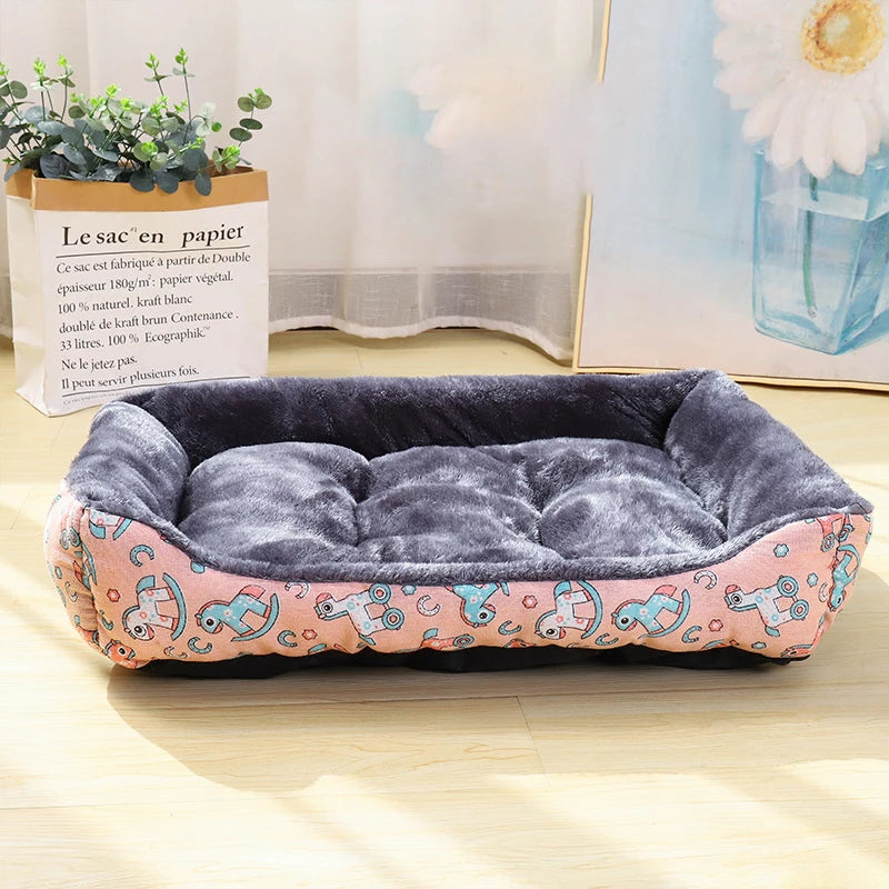 Cama Rectangular Acolchada para Perros y Gatos – Cama Suave para Mascotas