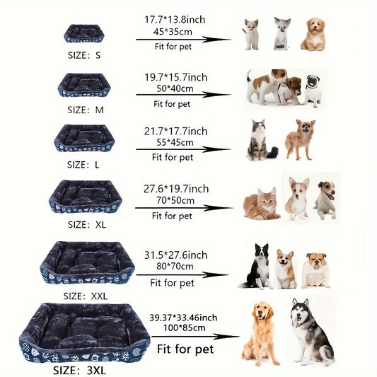 Cama Rectangular Acolchada para Perros y Gatos – Cama Suave para Mascotas