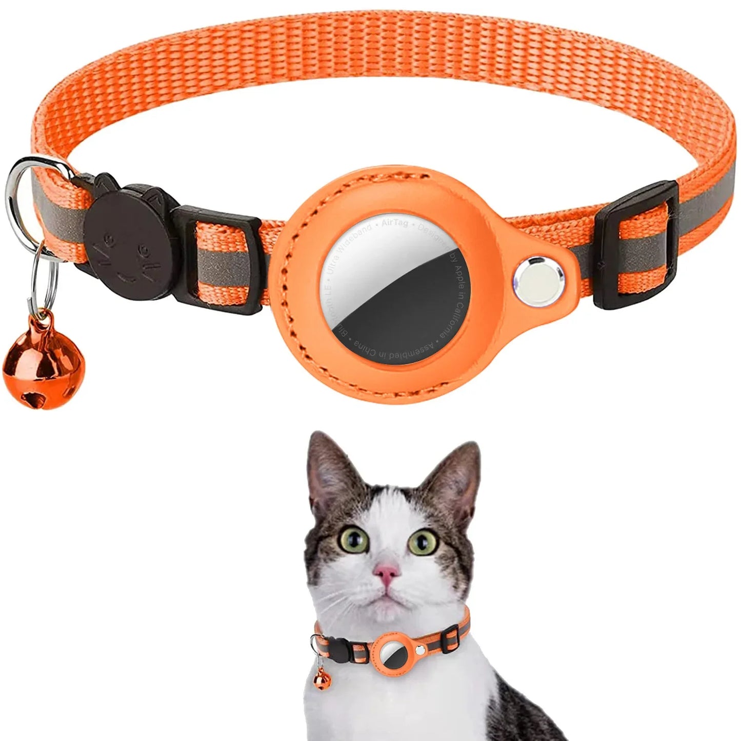 Collar para Gato con Soporte para AirTag – Ajustable, Reflectante y con Campana