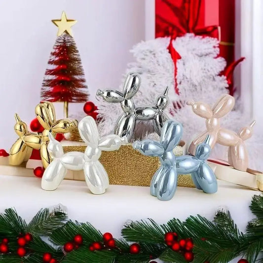 Figura Decorativa Perro Globo de Cerámica Estilo Moderno