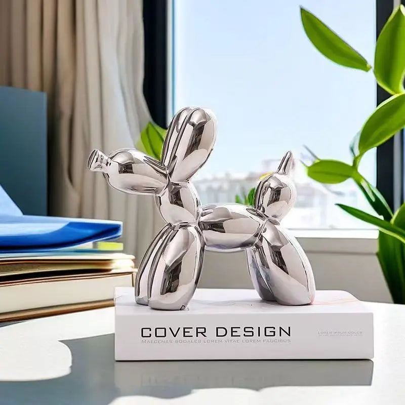 Figura Decorativa Perro Globo de Cerámica Estilo Moderno