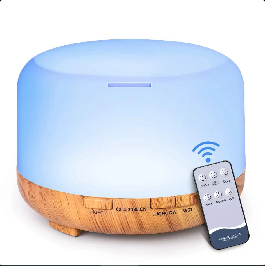 Humidificador y Difusor de Aroma 500ml con Luz LED – Difusor Ultrasónico USB