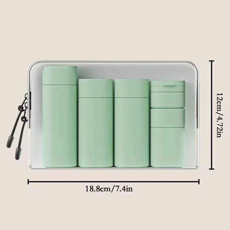 Set de Envases para Viaje 5 Piezas Botellas Reutilizables Porta Cosméticos Recargables Kit de Viaje loción, limpiador, shampoo