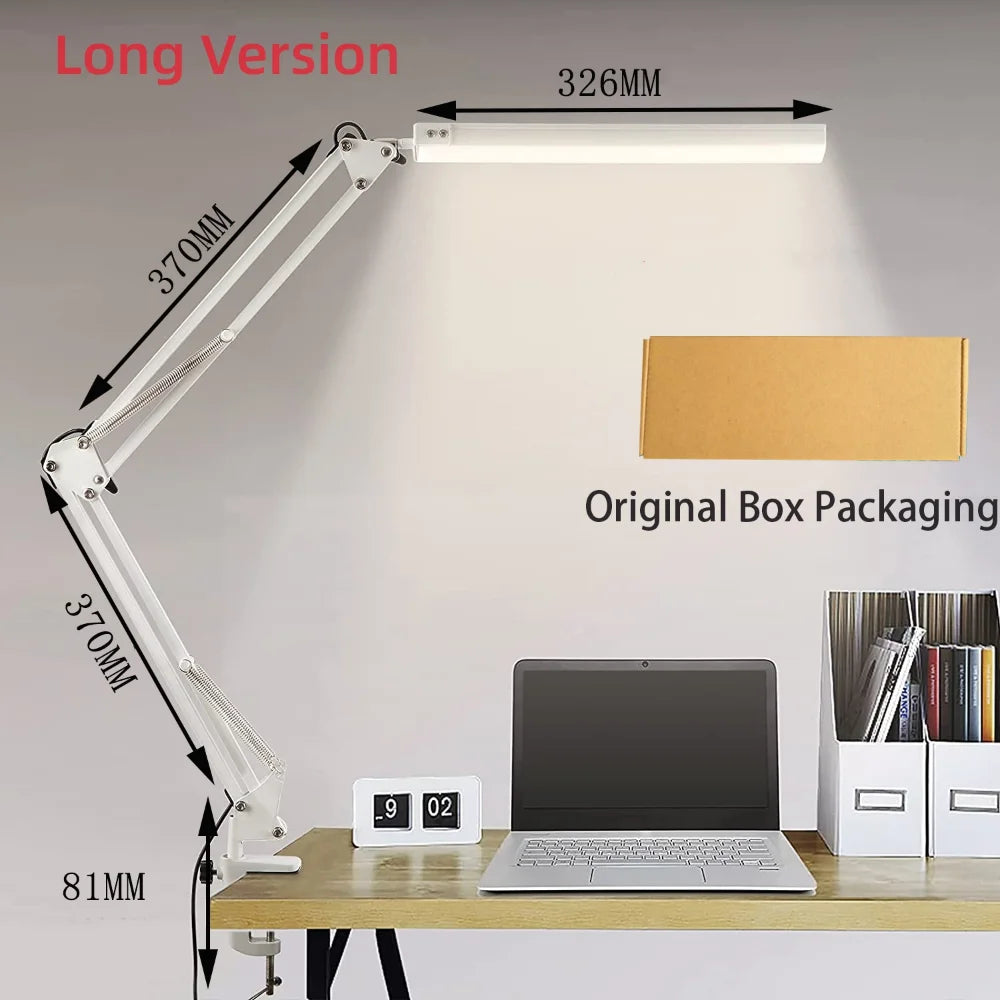 Lámpara de Escritorio LED con Abrazadera y Brazo Ajustable para Estudio y Oficina