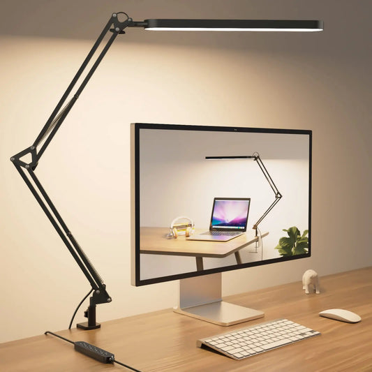 Lámpara de Escritorio LED con Abrazadera y Brazo Ajustable para Estudio y Oficina