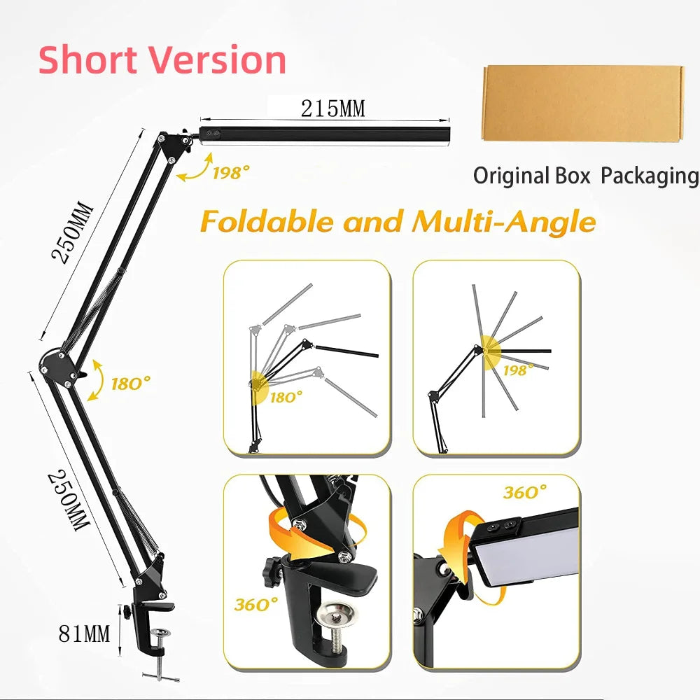 Lámpara de Escritorio LED con Abrazadera y Brazo Ajustable para Estudio y Oficina
