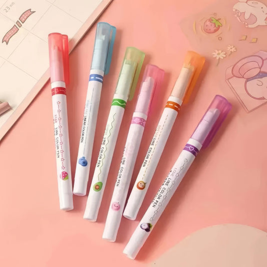 Resaltadores de Texto Compactos 14 x 7 cm - Set de 6 Colores por Caja