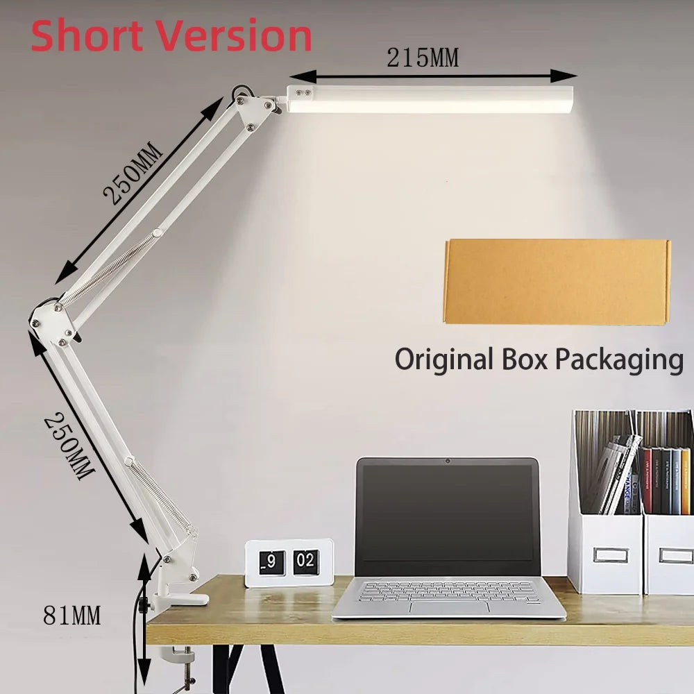 Lámpara de Escritorio LED con Abrazadera y Brazo Ajustable para Estudio y Oficina