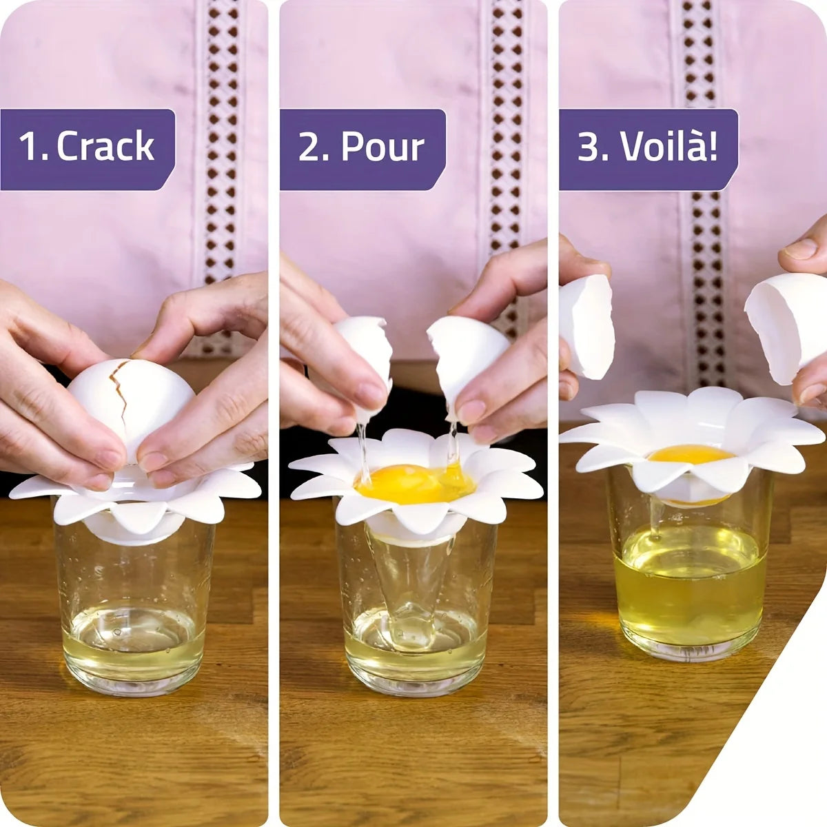 Separador de Claras y Yemas con Diseño de Flor - Herramienta de Repostería
