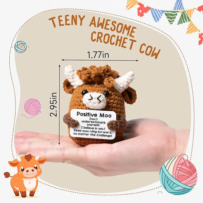 Adorno de Vaca Tejida a Mano - Regalo de Energía Positiva y Motivación