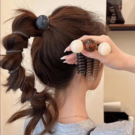 Liga de Cabello Tipo Resorte con Dije de Corazón - Estilo Vintage