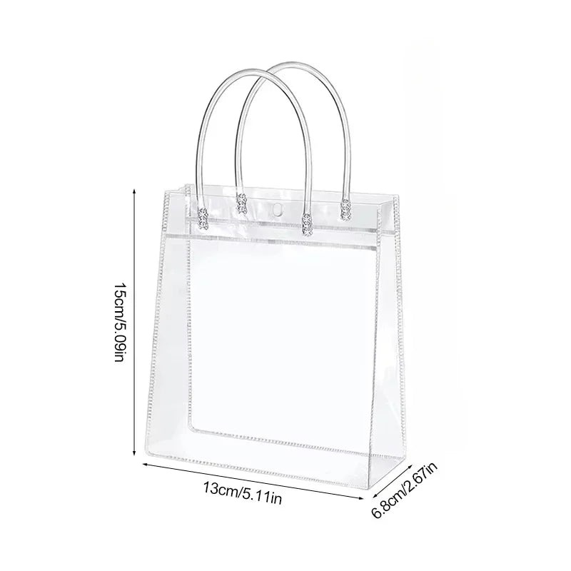 Bolsa de Regalo Transparente con Asa Reutilizable – PVC para Fiesta y Recuerdos