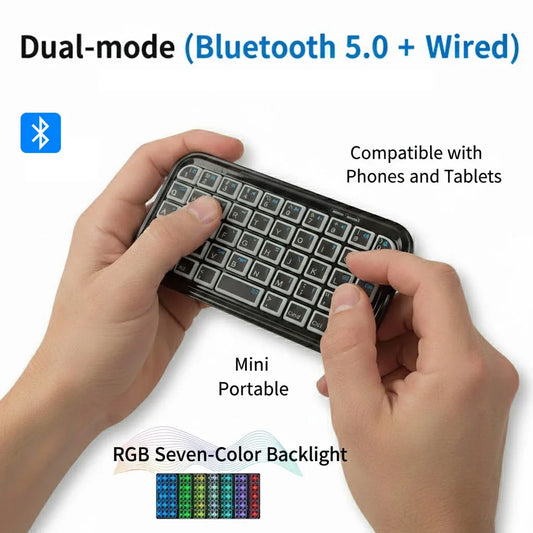 Mini Teclado Bluetooth RGB Portátil