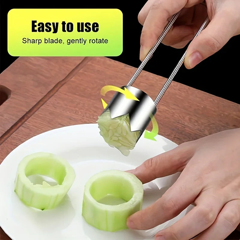 Extractor de Corazones de Acero Inoxidable - Removedor de Semillas Portátil