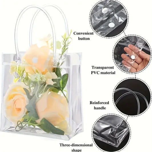 Bolsa de Regalo Transparente con Asa Reutilizable – PVC para Fiesta y Recuerdos