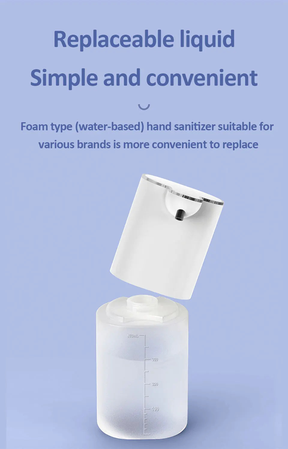Dispensador Automático de Jabón Líquido Recargable 400ml Sin Contacto