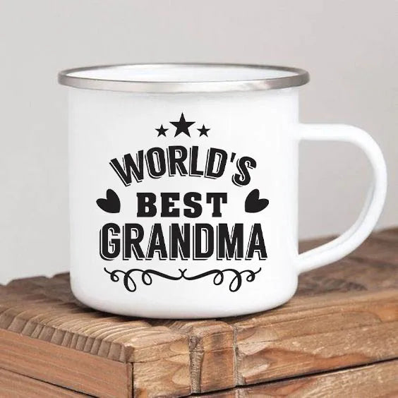 Regalo para la Mejor Abuela del Mundo - Taza de Peltre Blanca 8cm