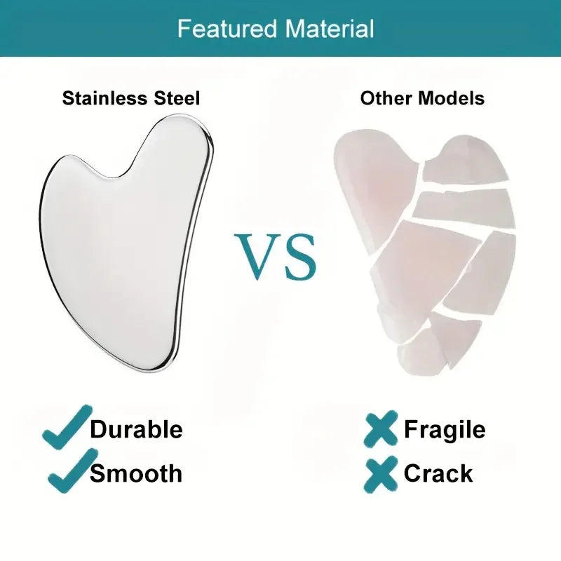 Gua Sha de Acero Inoxidable para Masaje Facial | Herramienta de Lifting y Cuidado de la Piel