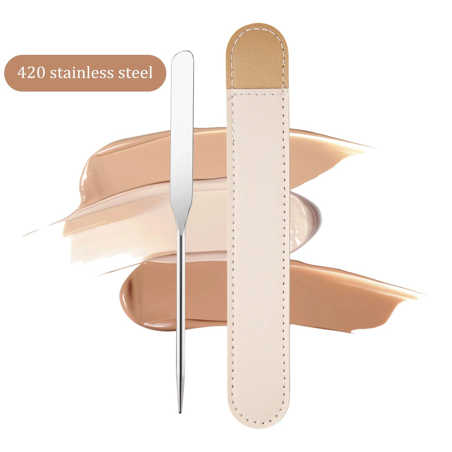 Espátula de Maquillaje de Acero Inoxidable Profesional – Aplicador de Base Facial Tipo Paleta, Acabado Uniforme y Natural