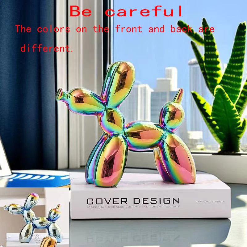 Figura Decorativa Perro Globo de Cerámica Estilo Moderno