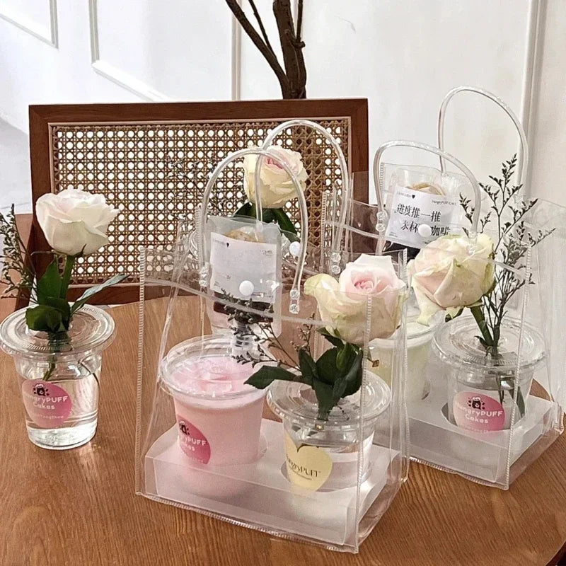 Bolsa de Regalo Transparente con Asa Reutilizable – PVC para Fiesta y Recuerdos