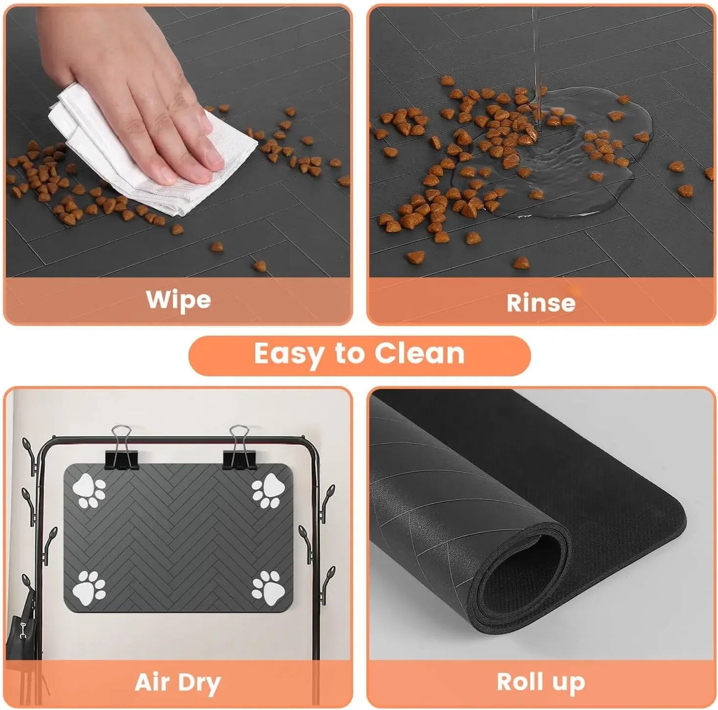 Tapete Absorbente para Comida de Mascotas Impermeable y Antideslizante