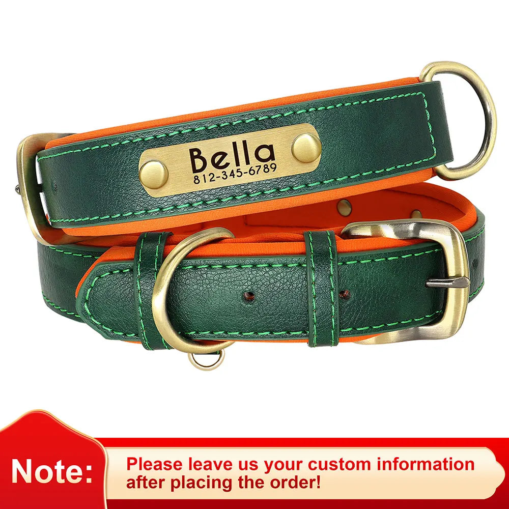 Collar Personalizado para Perro de Cuero PU con Placa Grabada