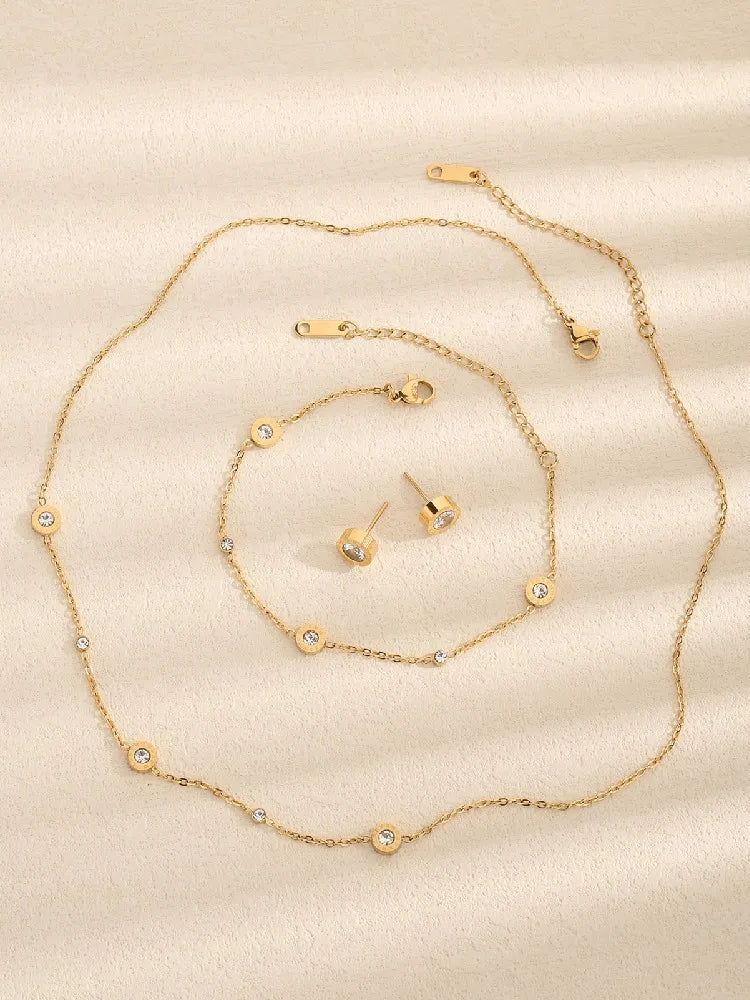 Set de Joyería Elegante con Cristales – Collar, Pulsera y Aretes