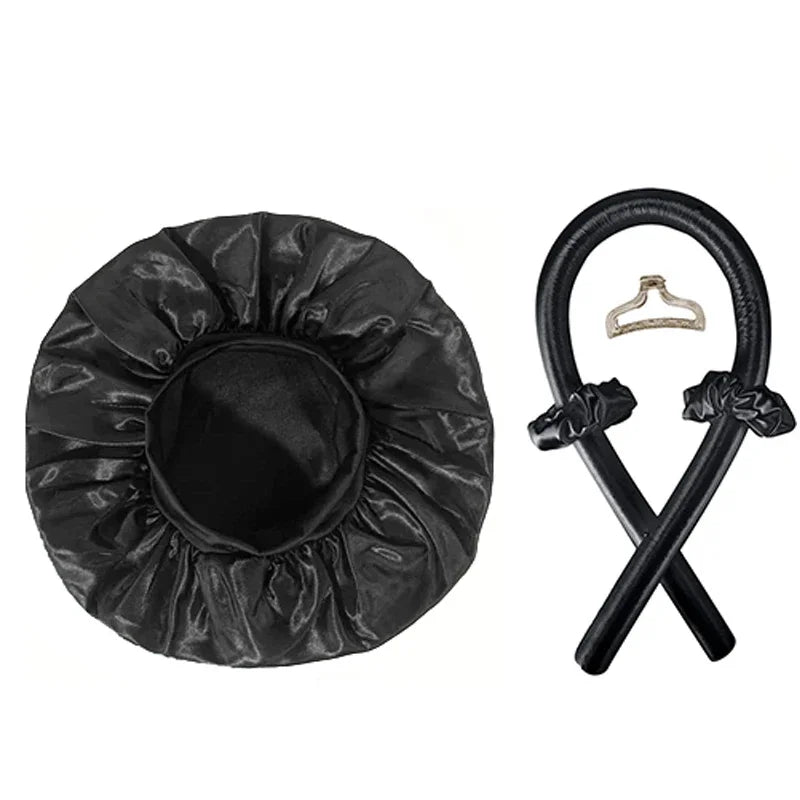 Kit Rizador Sin Calor con Gorro Satinado – Ondas Mientras Duermes, Rizos Naturales