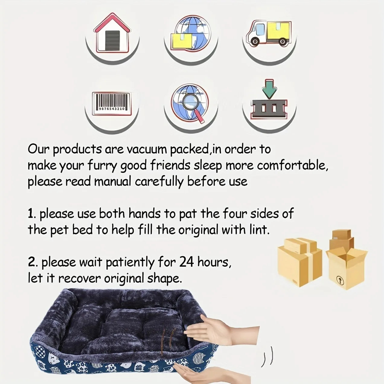 Cama Rectangular Acolchada para Perros y Gatos – Cama Suave para Mascotas