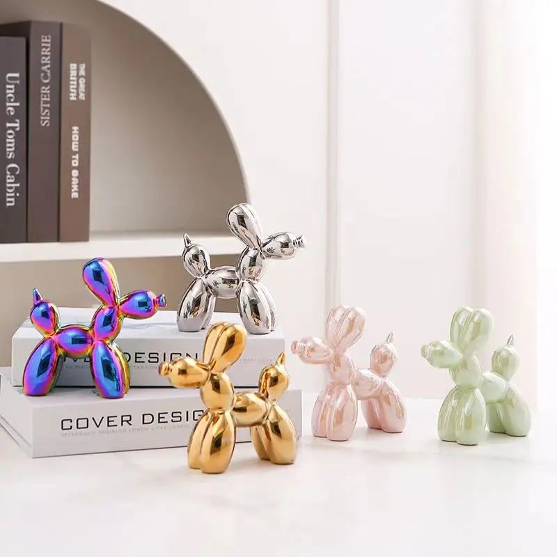 Figura Decorativa Perro Globo de Cerámica Estilo Moderno