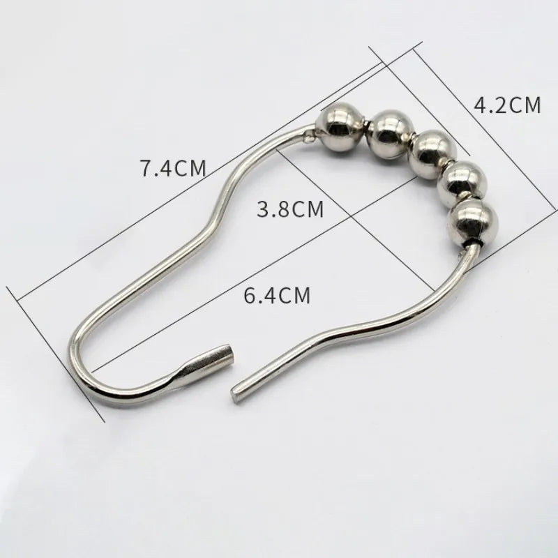 Anillos Metálicos para Cortina de Baño con Rodillos (12 piezas)