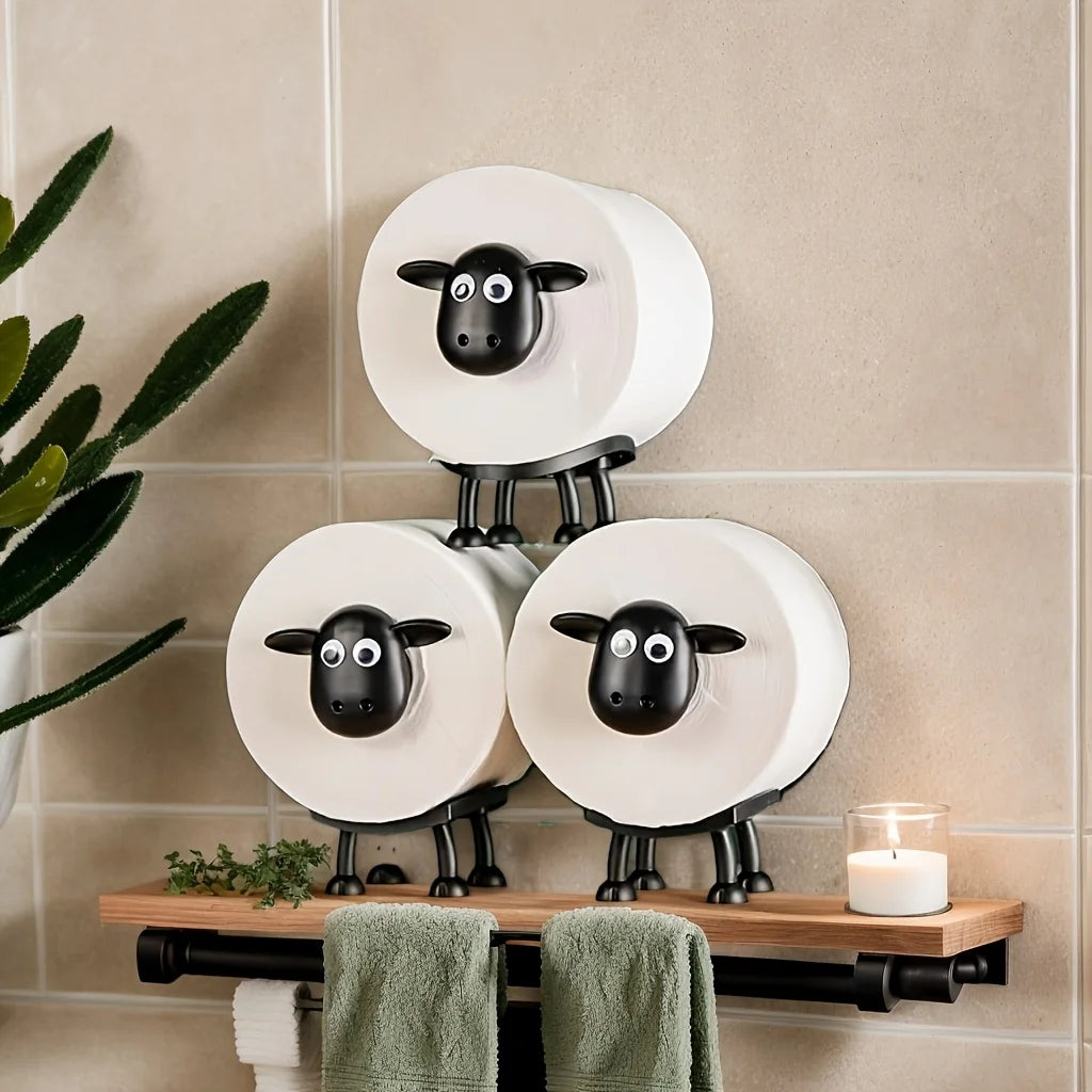 Porta Papel Higiénico Forma de Oveja 3D - Decoración de Baño Creativa