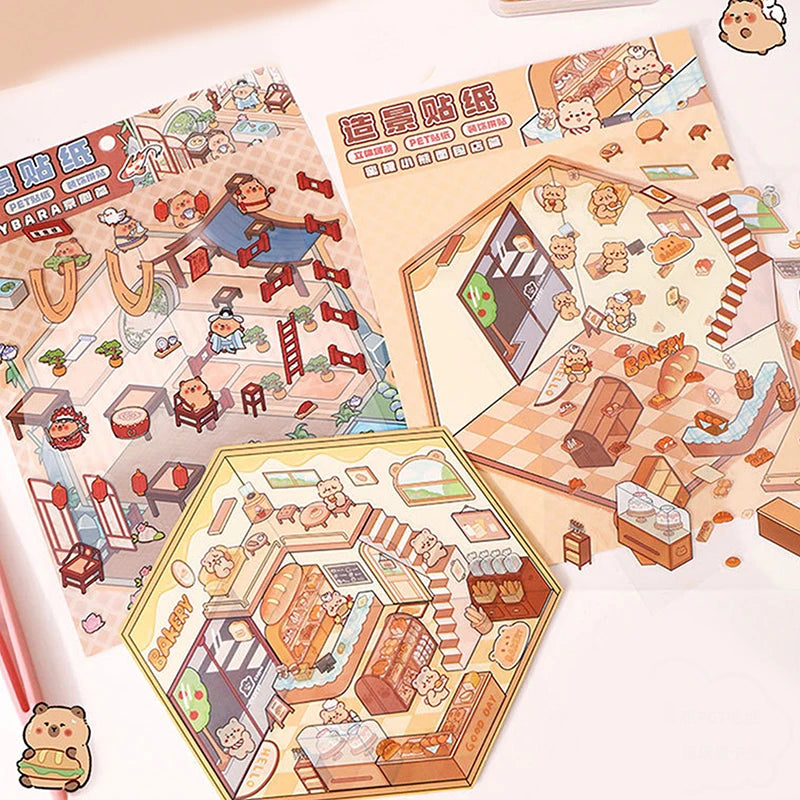 1Set Kawaii Capybara Stationery Set Cartoon Cute Handbag Stationery Set Office Supplies Student Stationery Birthday Gifts