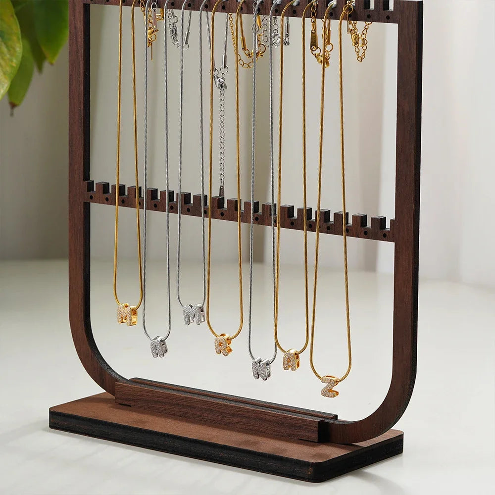 Collar con Inicial A-Z en Zirconia – Acero Inoxidable Chapado
