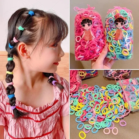 200 Piezas de Ligas de Cabello de Nylon - Coletas Elásticas Coloridas