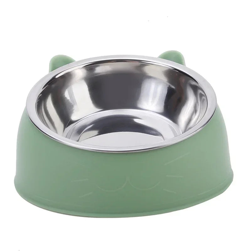 Comedero Inclinado para Gatos con Plato de Acero Inoxidable - Base Antideslizante